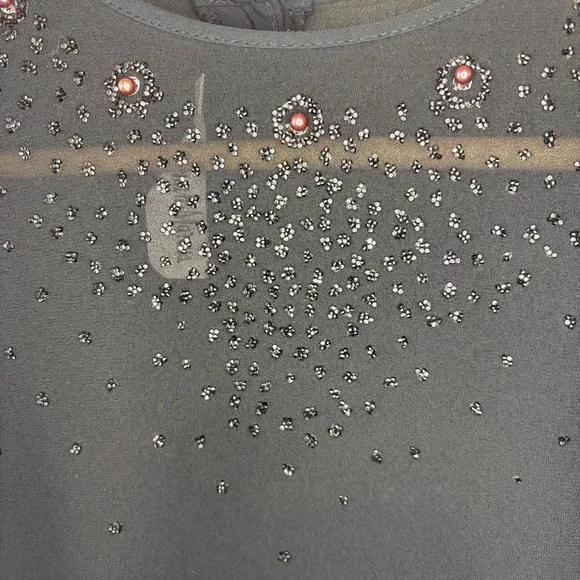 VINTAGE NEIMAN MARCUS Women’s Sheer‎ Black Long Sleeve Peplum Beaded Blouse Sz 4 - Picture 16 of 16